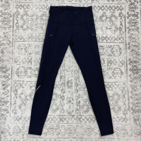 Lululemon Cadence Crusher Tight Black Reflective Running Zip Pockets Size 6 - Picture 1 of 8